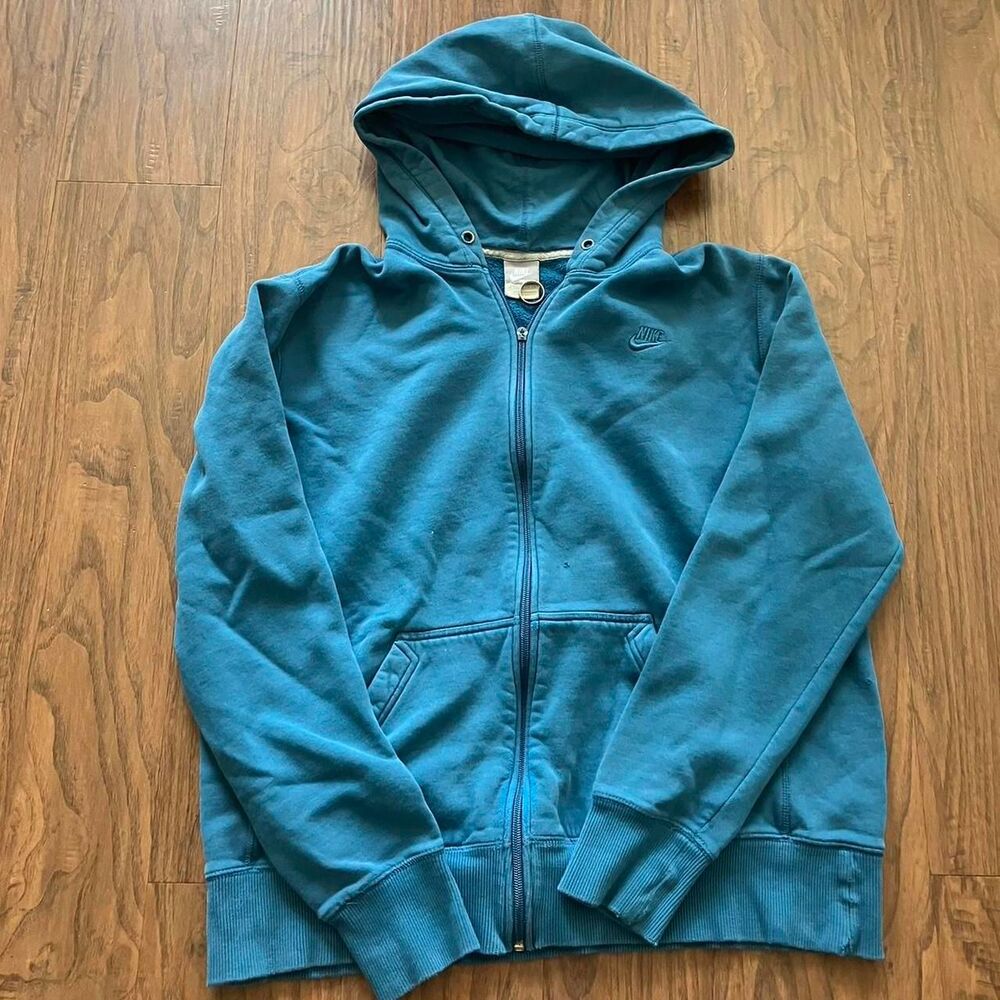 Nike Men's Blue and Green Hoodie